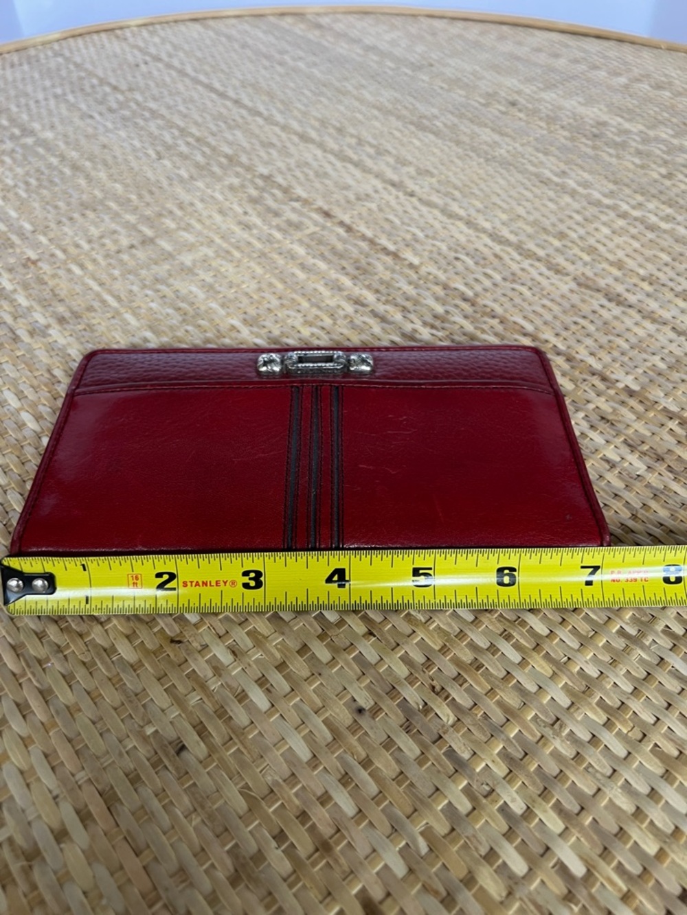 vintage Brighton red leather bifold wallet snap closure heart zip metal clasp - Picture 12 of 14